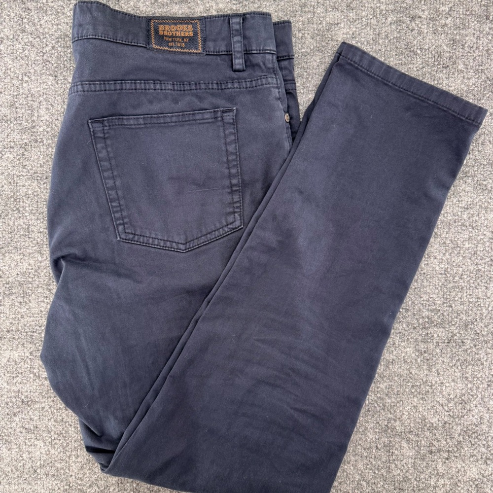 Brooks Brothers Chino Pants Mens 36x32 Slim Fit Cotton Stretch Navy Blue Casual